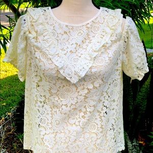 Express NWOT Cream colored Lace cold shoulder blouse